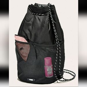 Victoria's Secret PINK black Drawstring Bucket Backpack